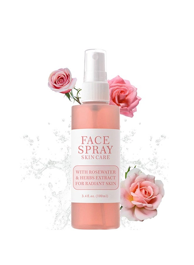 ك أو إي سي بخاخ للوجه، ماء الورد، بخاخ ماء الورد للوجه، رذاذ مرطب للوجه عضوي مع الجليسرين ومستخلصات النباتات، منعش للبشرة وغير دهني لترطيب فوري لجميع أنواع البشرة، يجدد وينقي البشرة 100 مل - Image 1