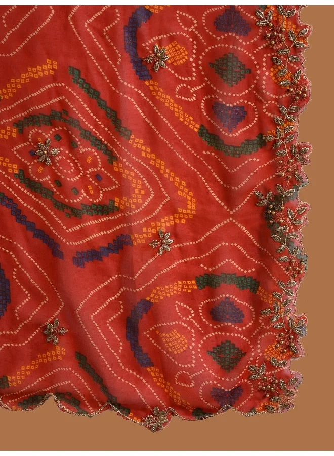 AKS AKS Couture Ethnic Motifs Embroidered V-Neck Straight Kurta & Trousers With Dupatta