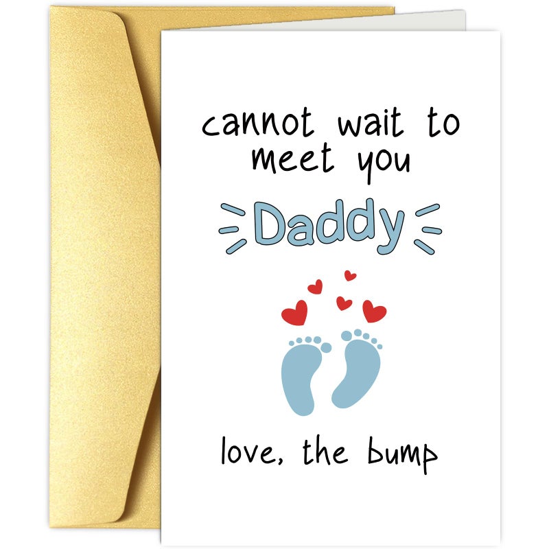 Obbyidk Cute Dad To Be Father's Day Card, Sweet Pregnant Fathers Day Card from The Bump, Cannot Wait to Meet You Daddy - Image 1