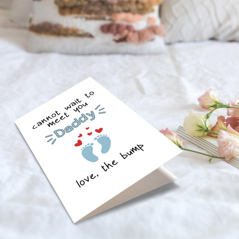 Obbyidk Cute Dad To Be Father's Day Card, Sweet Pregnant Fathers Day Card from The Bump, Cannot Wait to Meet You Daddy - Image 5