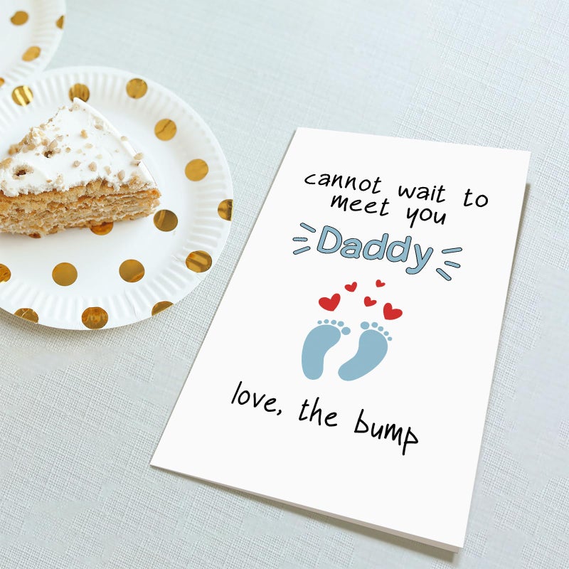 Obbyidk Cute Dad To Be Father's Day Card, Sweet Pregnant Fathers Day Card from The Bump, Cannot Wait to Meet You Daddy - Image 4