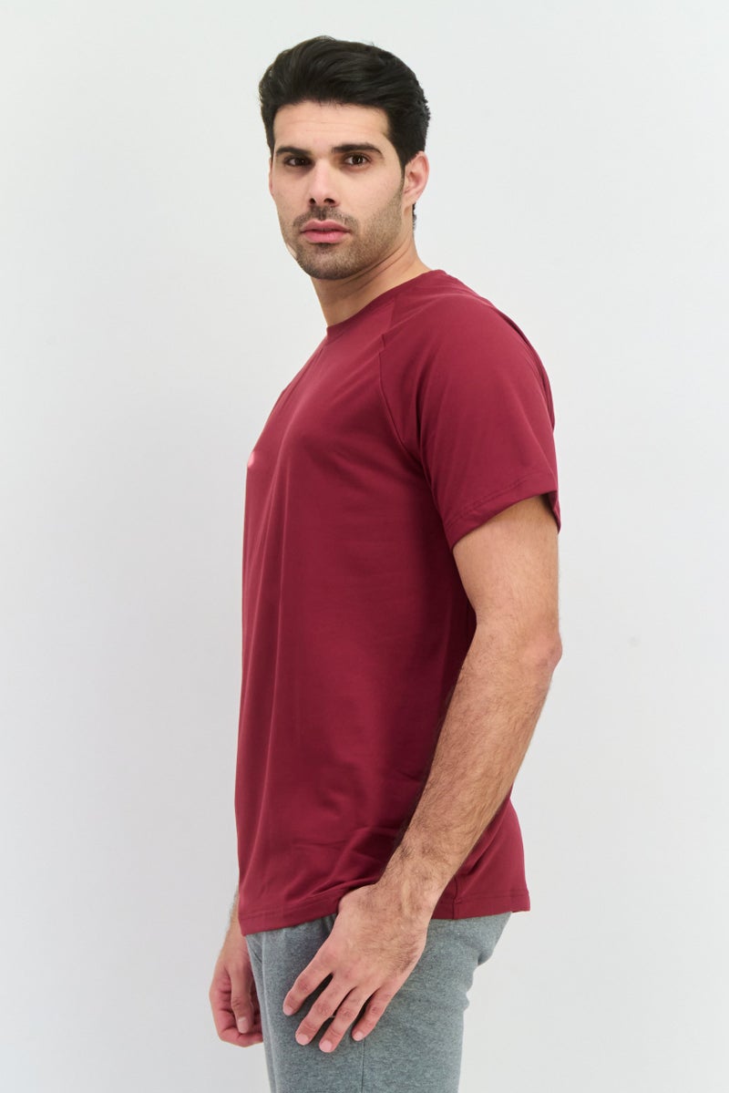 Gaiam Men Crew Neck Short Sleeve Solid T Shirt, Maroon - Image 2