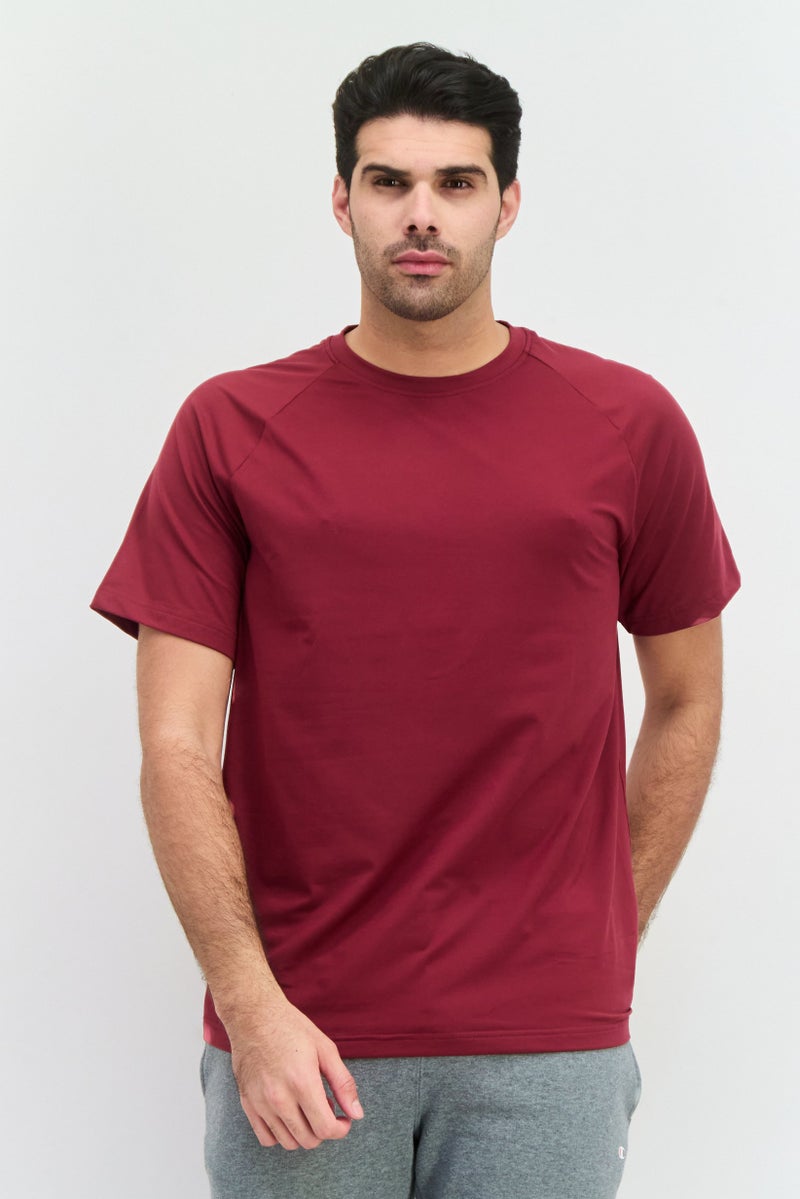 Gaiam Men Crew Neck Short Sleeve Solid T Shirt, Maroon - Image 1