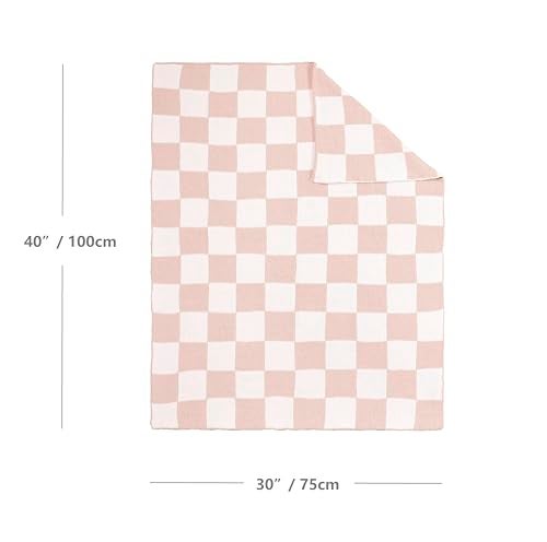CREVENT 30"X40" Cozy Soft Warm Chenille Baby Blanket for Girls Boys, Newborn Essentials for Infant, Baby Shower Receiving Gift - Checked Pink 75X100cm - Image 5