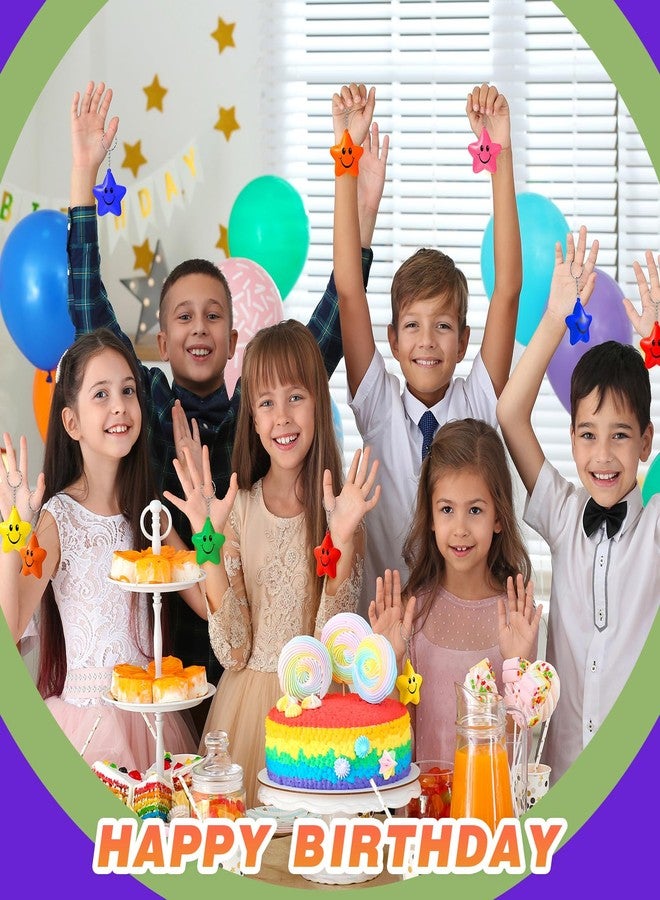 Vertintong 24 Pcs Star Stress Ball Bulk, Smile Face Keychain Foam Stress Relief Squeeze Toys, Fidget Anxiety & Anger Relief at Work/school/home, Perfect Easter Basket Stuffers Party Favors(Colorful) - Image 4