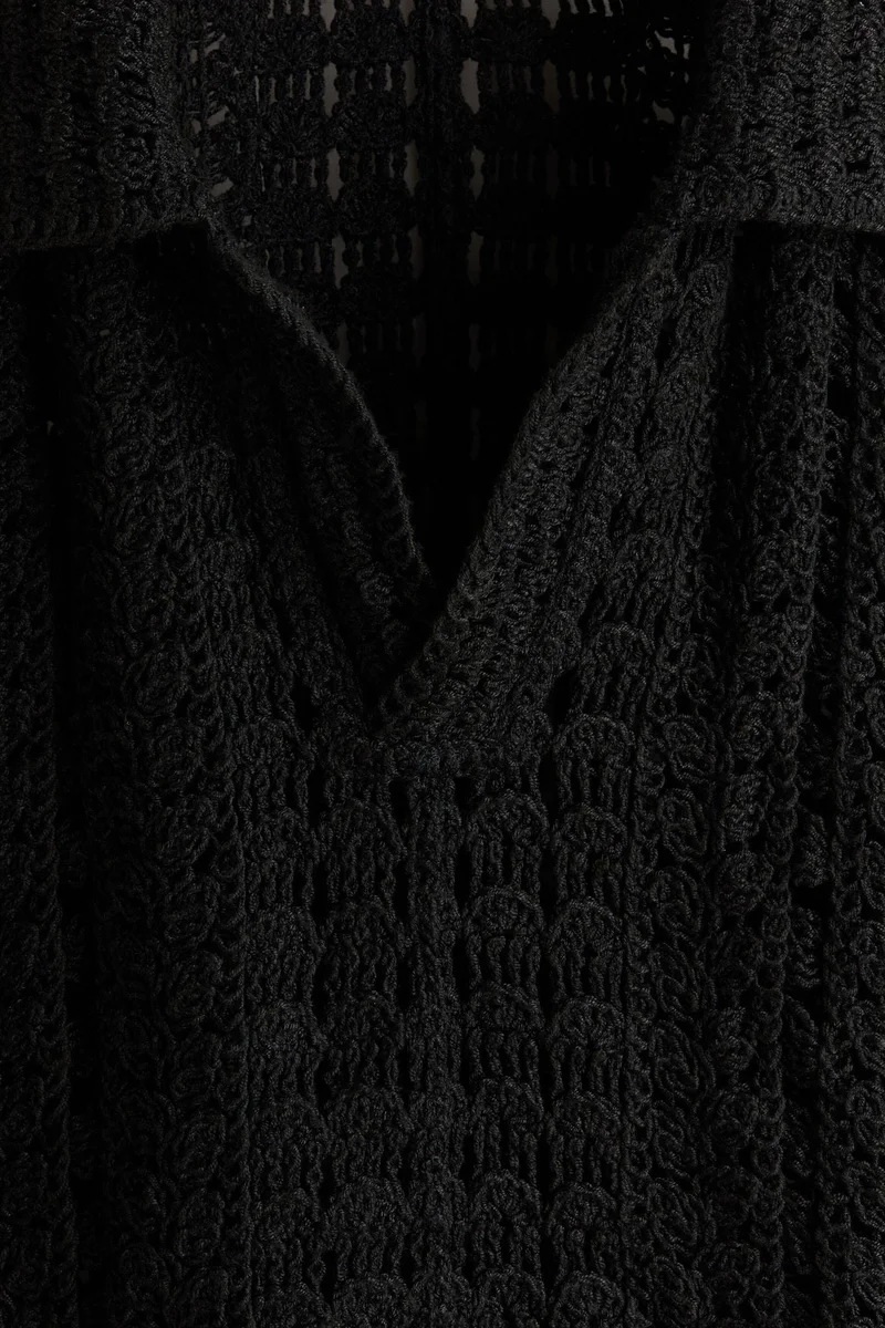 H&M Relaxed Fit Crochet-look polo shirt