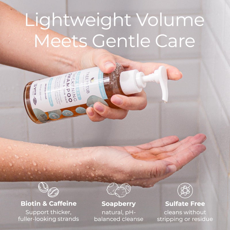 Tree to Tub Biotin Fine Hair Thickening Shampoo for Thicker, Fuller Volume - Gentle Volumizing Sulfate Free Argan Oil Shampoo for Women & Men w/Caffeine, Organic Saw Palmetto, All Natural Tea Tree - Image 3