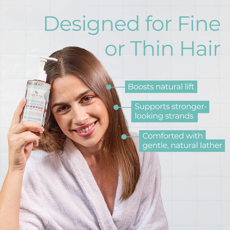 Tree to Tub Biotin Fine Hair Thickening Shampoo for Thicker, Fuller Volume - Gentle Volumizing Sulfate Free Argan Oil Shampoo for Women & Men w/Caffeine, Organic Saw Palmetto, All Natural Tea Tree - Image 4