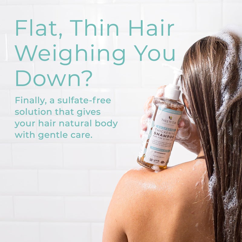 Tree to Tub Biotin Fine Hair Thickening Shampoo for Thicker, Fuller Volume - Gentle Volumizing Sulfate Free Argan Oil Shampoo for Women & Men w/Caffeine, Organic Saw Palmetto, All Natural Tea Tree - Image 2
