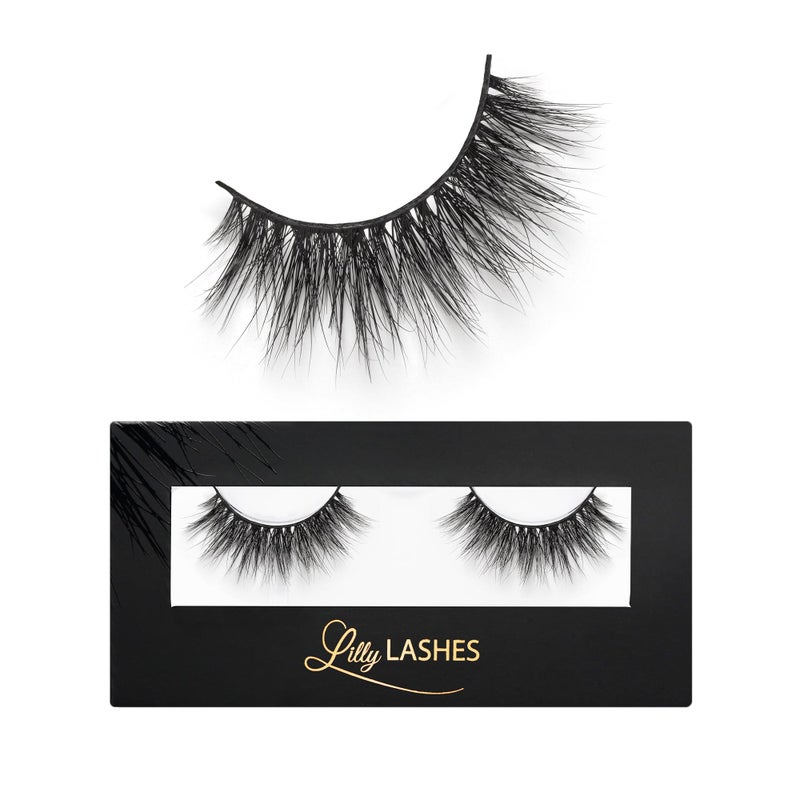 Lilly Lashes 3D Miami Faux Mink Strip Eyelashes, False Eyelashes Dramatic Look, Reusable False Lashes, Fake Lashes Pack, Lash Strips with Luxury Silk Like Fibers, No Lash Glue Included - Image 1