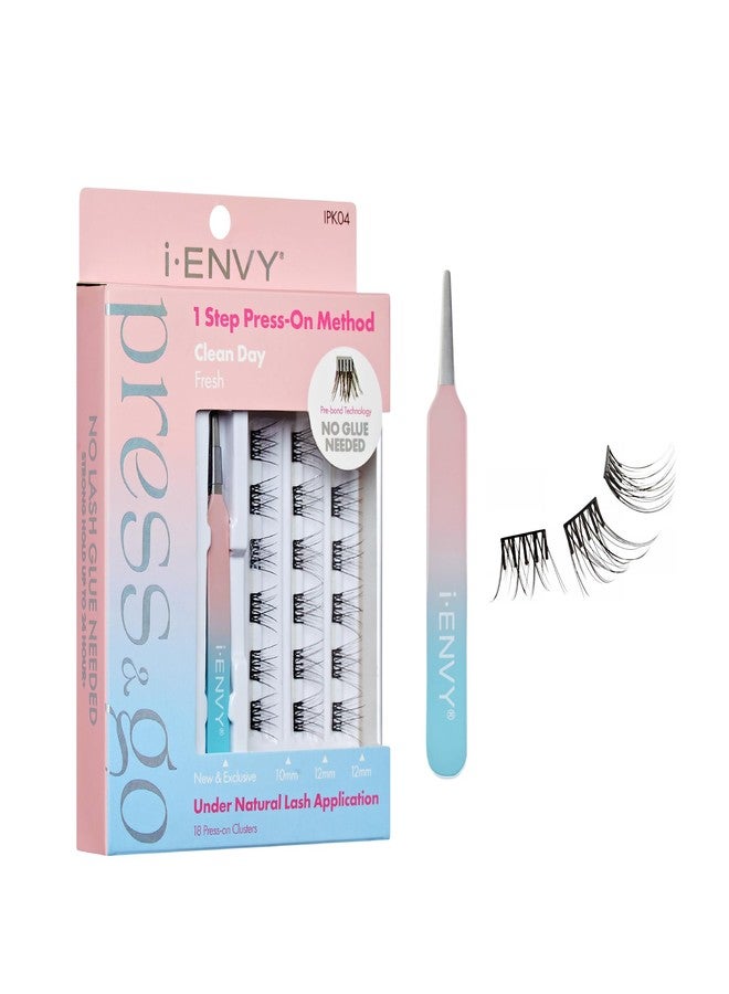 i.Envy i-ENVY Press&Go Self Adhesive Eyelashes and Applicator Kit, No Glue False Eyelash Clusters, Easy Application 1 Step Press-On Lashes, No Damage or Residue (Clean Day Fresh) - Image 1