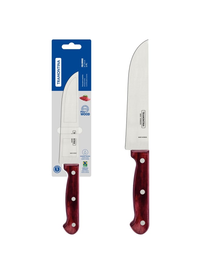 TRAMONTINA Polywood Stainless Steel Kitchen Knife with Wooden Handle, 6-Inch Blade, Red - Designed for High Performance and Durability, Ideal for Professional and Home Kitchens, Precision Cr - Image 1