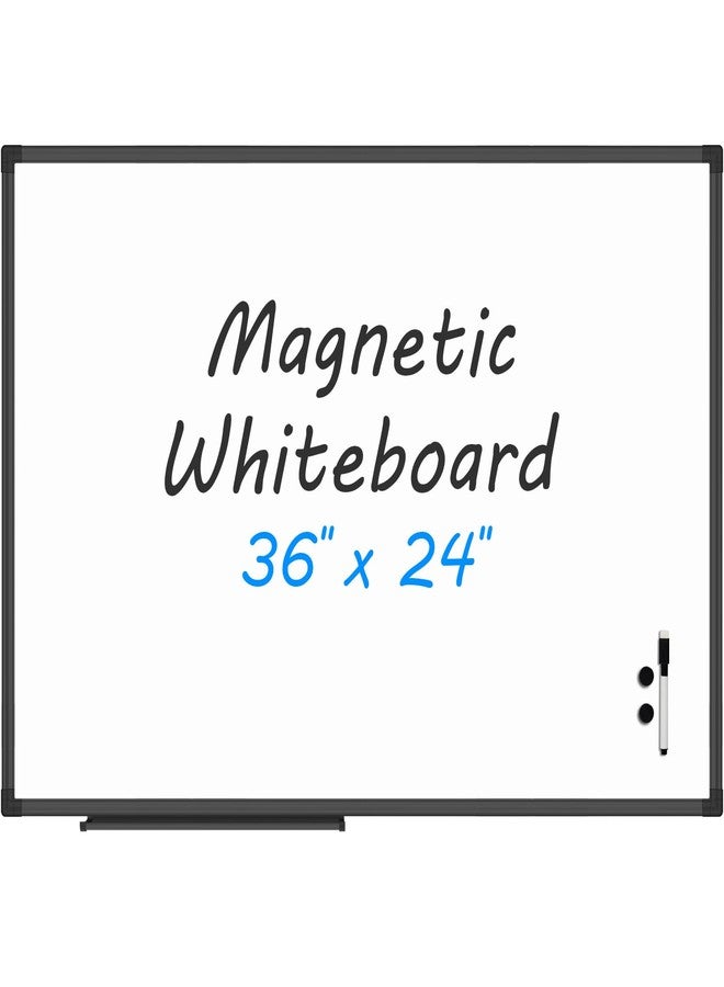 Lockways 36" x 24" Magnetic Whiteboard,Black Aluminum Frame Dry Erase Board for Wall Mount, Office, Classroom, Home, School, Durable Reusable Writing Surface - Image 1