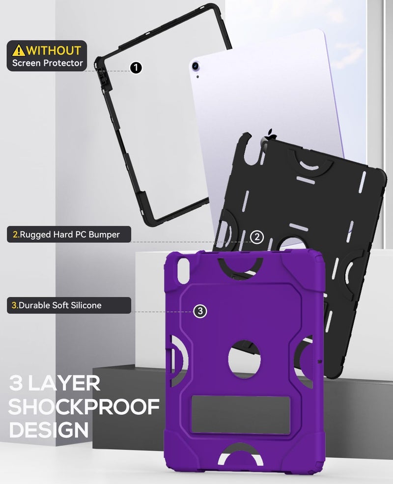Cantis Case for iPad Air 13 Inch (M3) 2025/ for iPad Air 13-inch (M2) 2024 with Pencil Holder, Heavy Duty Shockproof Case for i Pad Air 13" Supports Pencil Pro and Pencil (USB-C), Dark Purple+Black - Image 4