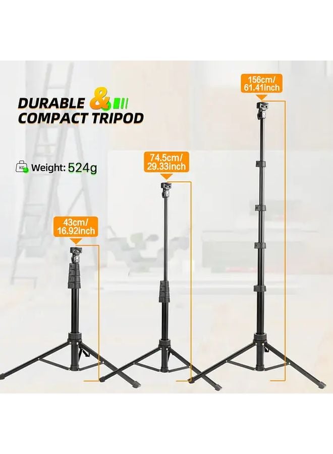 Black Laser Level Tripod 61 Inch Extendable Lightweight Collapsible Legs Tripod Stand - Image 3