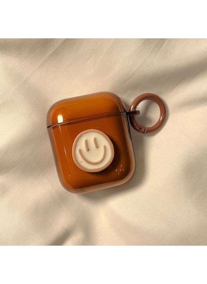 Generic - Simple Ins Lovable Smiley AirPods Protective Case AirPods2/3 Second Generation Silicone For Apple Bluetooth Headset-Body Color:Transparent Smiley Face + Ring Buckle-Memory Capacity:This Item Will Be Sent With A Ring Buckle (without A Headphone Cover) - Image 1
