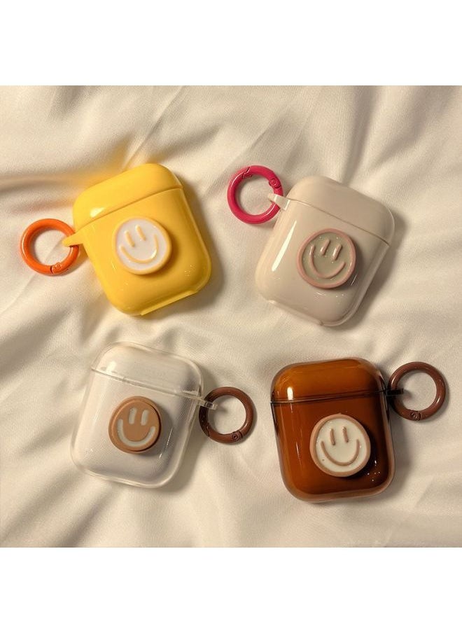 Generic - Simple Ins Lovable Smiley AirPods Protective Case AirPods2/3 Second Generation Silicone For Apple Bluetooth Headset-Body Color:Transparent Smiley Face + Ring Buckle-Memory Capacity:This Item Will Be Sent With A Ring Buckle (without A Headphone Cover) - Image 1
