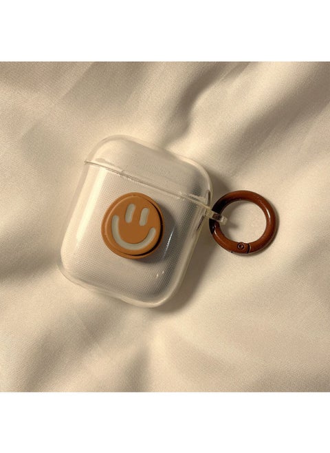 Simple Ins Lovable Smiley AirPods Protective Case AirPods2/3 Second Generation Silicone For Apple Bluetooth Headset-Body Color:Transparent Smiley Face + Ring Buckle-Memory Capacity:This Item Will Be Sent With A Ring Buckle (without A Headphone Cover)