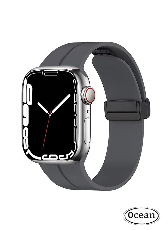Ocean - Magnetic for Apple Watch Band 38mm/40mm/41mm iWatch Bands, Magnetic Band D-buckle Silicone Sport Strap Replacement WristBand for Apple Watch SE Series 8/7/6/5/4/3/2/1, Stardust Grey - Image 1
