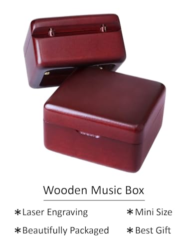 Sinzyo Sailor Moon Music Box Vintage Wood Carved Wind Up Musical Box Gift For Christmas,Birthday,Valentine's Day(Wine Red Box) - Image 4