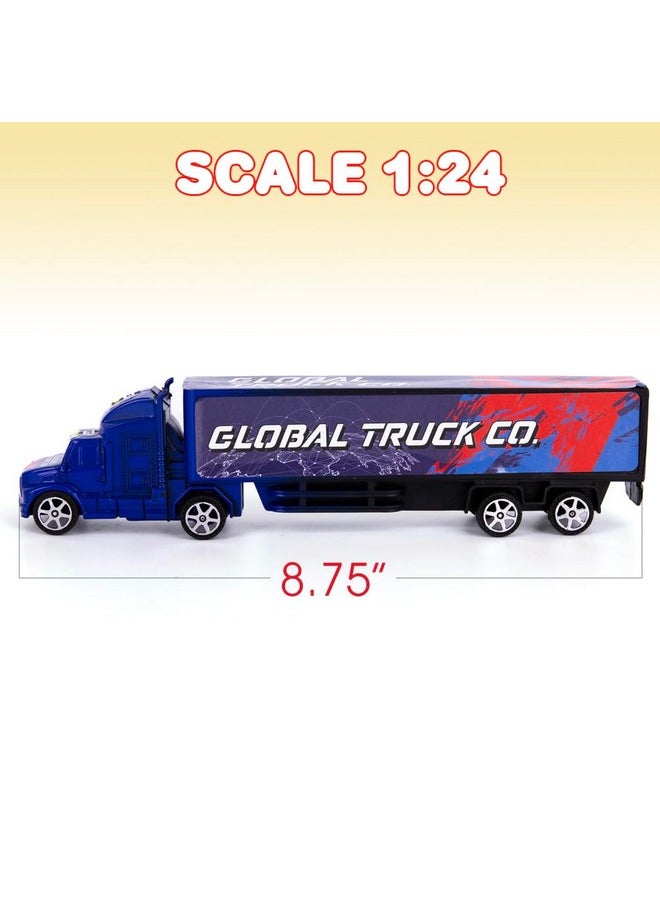 ArtCreativity ArtCreativity Semi Truck Toys for Boys, Set of 2, Pull Back Truck Toys for Kids in Red & Blue, Trailer Trucks for Hours of Pretend Play, Unique Toy Car Party Decorations and Boys’ Room Decor  - Image 3
