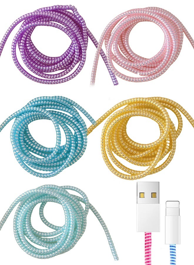 5pcs 160.0cm Laser Color USB Charging Cable Protector Headphone Cable Winding Rop - Image 1