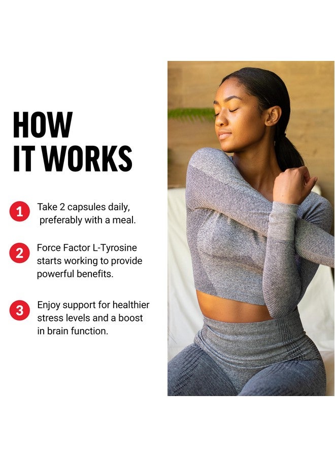 FORCE FACTOR L Tyrosine Stress Relief Supplement, L-Tyrosine Brain Health Supplements for Adults, L-Tyrosine 500mg Capsules, Free Form, Vegan, No Gelatin, Non-GMO, 120 Capsules - Image 4