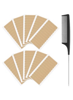 Patelai 120 Pieces Hair Extension Tabs with DoubleSided Adhesive NoResidue Replacement Tapes Rat Tail Comb and Stainless Steel Pintail Comb 