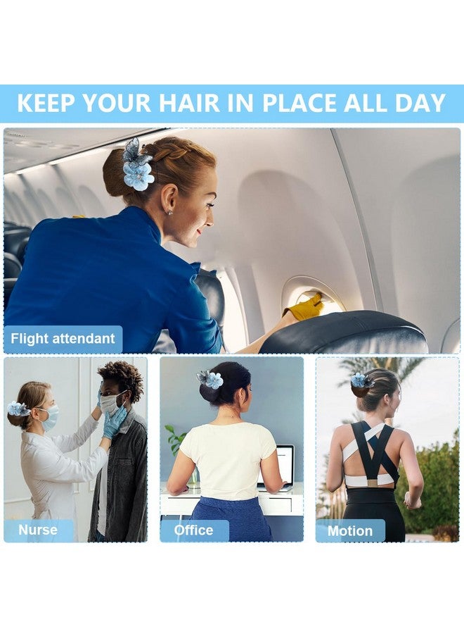 ماي كرييت إكسسوارات كعكة الشعر من MAYCREATE® للنساء، شبكة شعر أنيقة بمشبك للنساء لعمل كعكة الشعر، صانع كعكة شعر شبكية، غطاء كعكة شعر شبكة شعر للاستخدام اليومي والعمل والراقصة (أزرق - فراشة) - Image 5