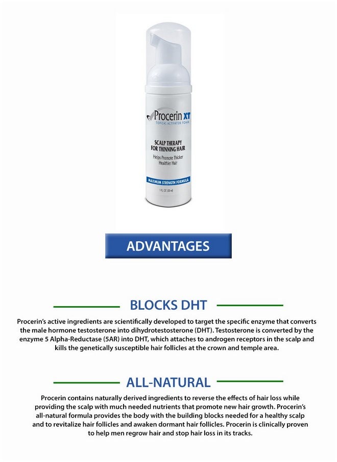 Procerin Hair Loss Foam (No Minoxidil) Maximum Strength Dht Blocking Formula Clinically Proven To Combat Baldness & Receding Hairline  - Image 4