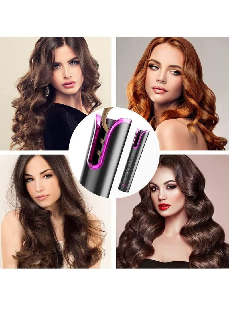 Curling Iron, Cordless Automatic Iron Fast Heating Ceramic Barrel Adjustable Temperature with LCD Display, Portable Home Travel Styler (Gray) - Image 5
