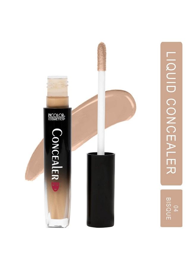 INCOLOR Light Weight Waterproof Liquid Concealer For Face Makeup With Full Coverage Semimatte Finish For Dark Circle Redness Flaws And Spot Removal For Girl And Women (Shade No 4) - Image 3