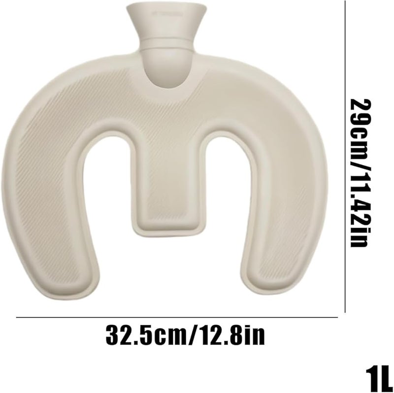 Gray U Shape Hot Water Bottle 1L Heating Pad with Soft Cover for Neck Body Warmth Support - Image 3