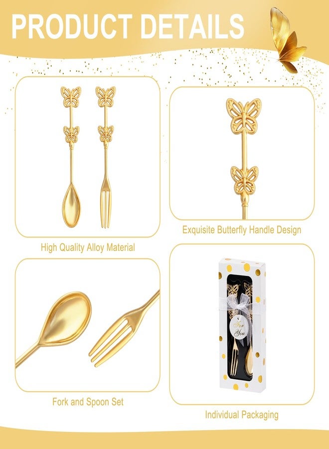KBDHYY 30 Pcs Wedding Forks and Spoon Set, Butterfly Coffee Teaspoon with Gift Box, Wedding Baby Shower Return Gift Tea Party Decoration Souvenir or Bridal Shower Favors for Guests - Image 3