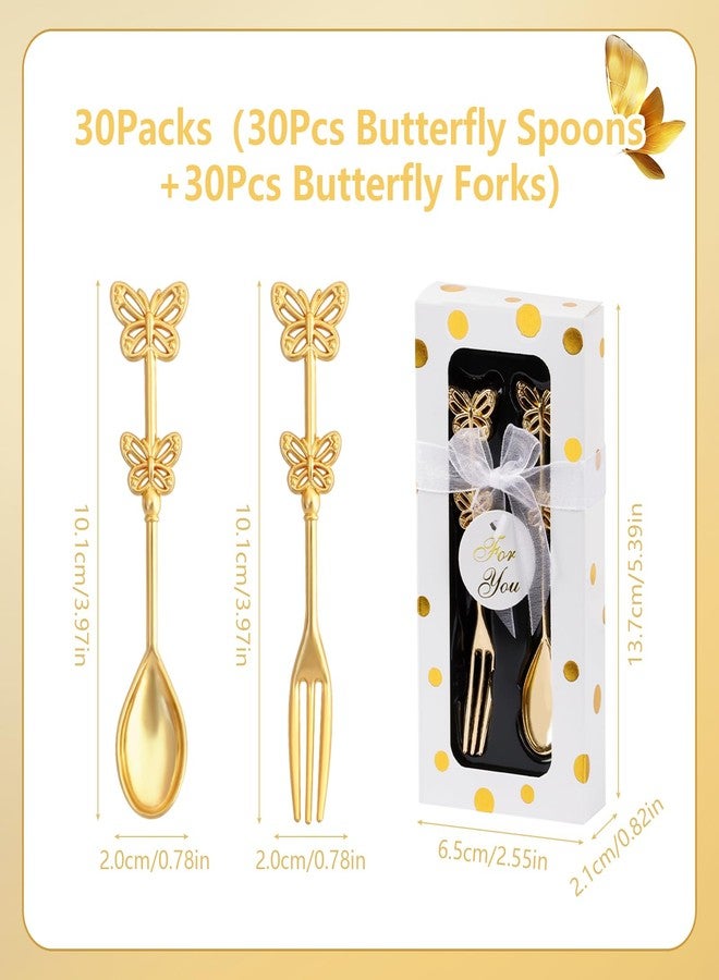 KBDHYY 30 Pcs Wedding Forks and Spoon Set, Butterfly Coffee Teaspoon with Gift Box, Wedding Baby Shower Return Gift Tea Party Decoration Souvenir or Bridal Shower Favors for Guests - Image 2