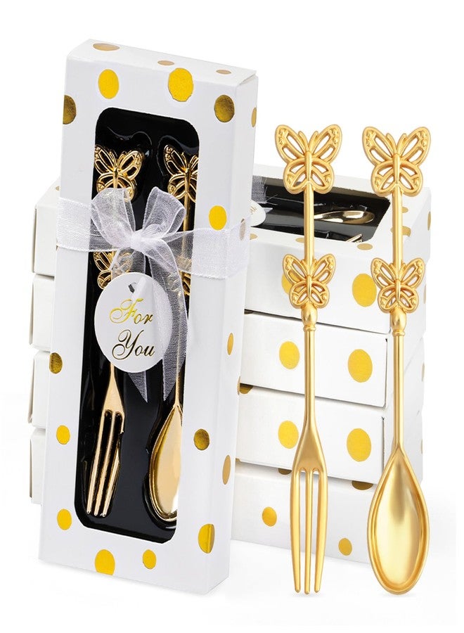 KBDHYY 30 Pcs Wedding Forks and Spoon Set, Butterfly Coffee Teaspoon with Gift Box, Wedding Baby Shower Return Gift Tea Party Decoration Souvenir or Bridal Shower Favors for Guests - Image 1