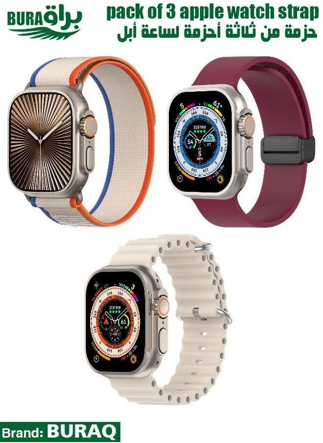 BURAQ - Apple Watch Band Strap For Apple Watch Ultra 2/Ultra 49mm, Series 10 46mm, 9/8/7 45mm, SE2/SE/6/5/4 44mm, 3/2/1 42mm - Image 1