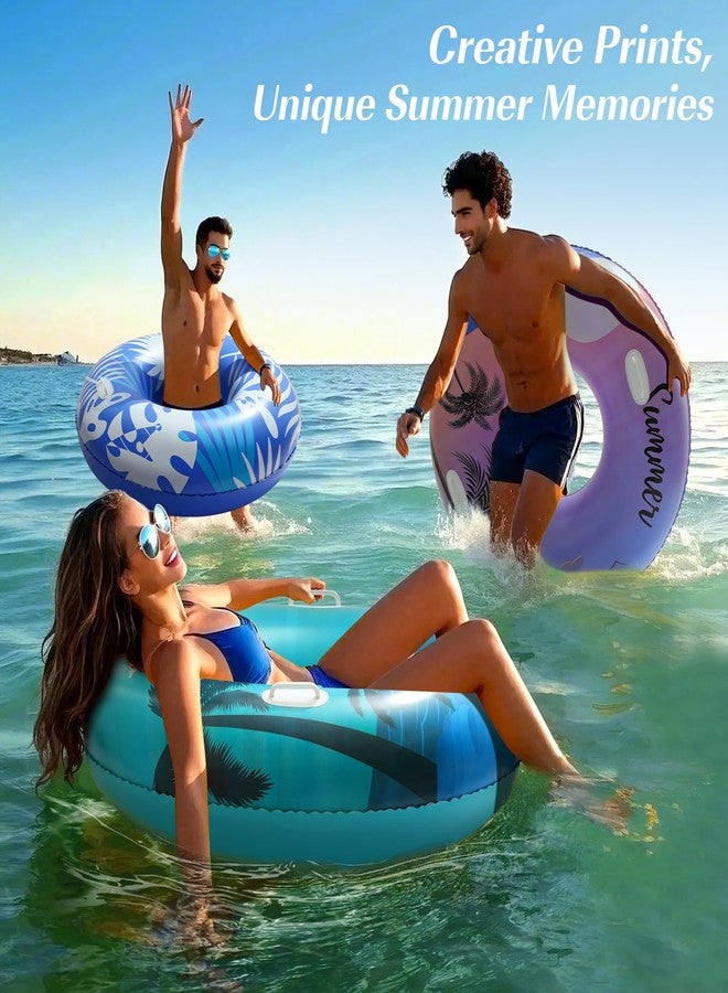 HeySplash Pool Tubes for Adult, 42 Inch Large Pool Floats with Handles, Inflatable Swim Rings Lounge, Hawaii Fun Swim Floaties Swimming Pool Beach Lake River Party Decoration Toys, Blue Green Beach - Image 5