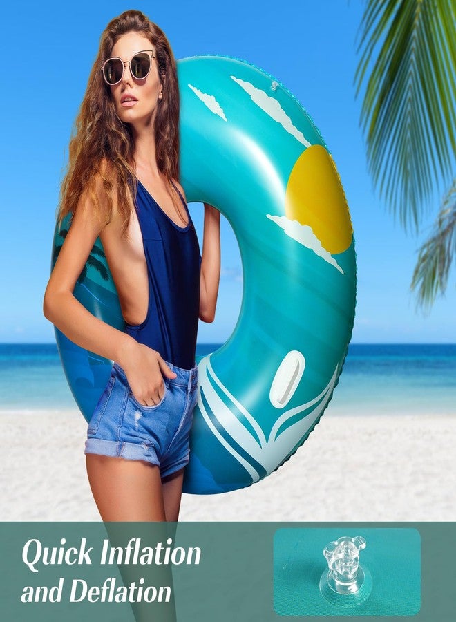 HeySplash Pool Tubes for Adult, 42 Inch Large Pool Floats with Handles, Inflatable Swim Rings Lounge, Hawaii Fun Swim Floaties Swimming Pool Beach Lake River Party Decoration Toys, Blue Green Beach - Image 4