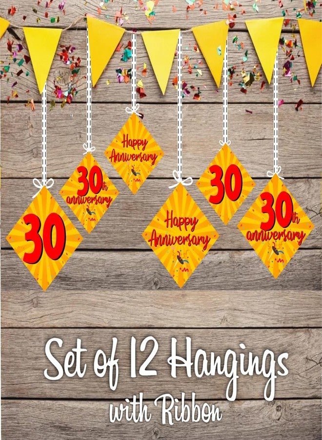 Partyzon 30th Happy Anniversary Multicolored Cardstock Hangings for House Parties or Party Halls, Pack of 12 (Happy 30th Anniversary) - Image 2