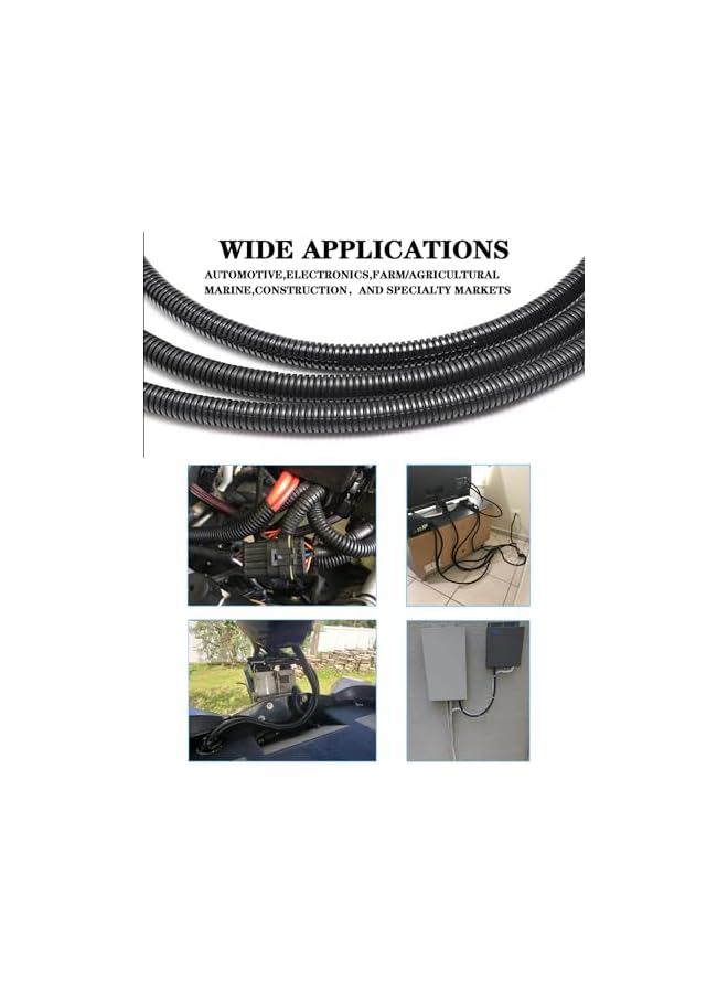 promass 1/4 Inch Wire Loom Split Tubing - 16.5ft Cord Protector Electric Wires Covers, Automotive Wire Flexible Conduit, Plastic Wire Cover - Image 5