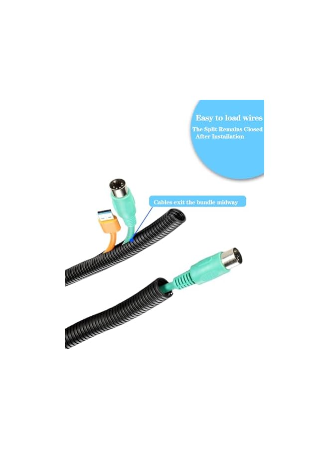 promass 1/4 Inch Wire Loom Split Tubing - 16.5ft Cord Protector Electric Wires Covers, Automotive Wire Flexible Conduit, Plastic Wire Cover - Image 3