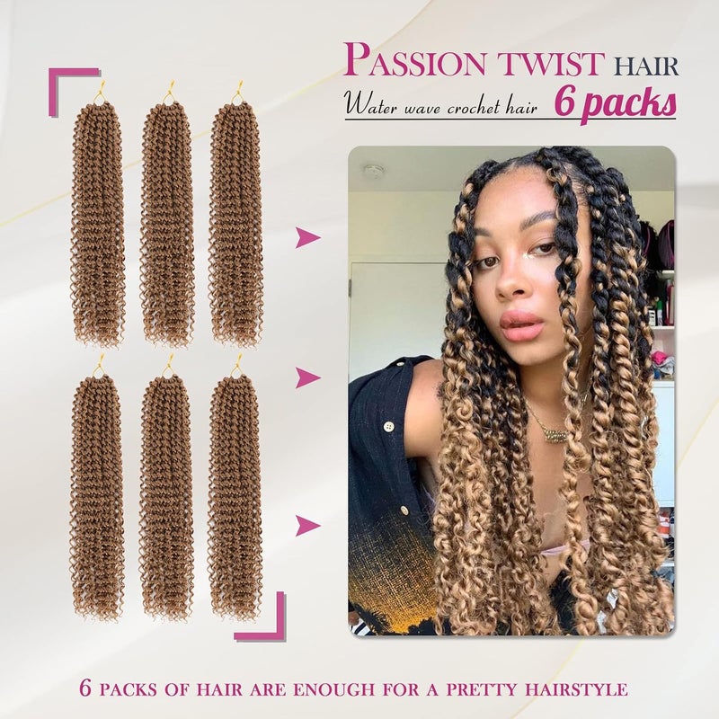 Dansama Passion Twist Hair Water Wave Braiding Hair for Butterfly Style Crochet Braids Bohemian Hair Extensions (18inch, #27, Economy Pack) - Image 2