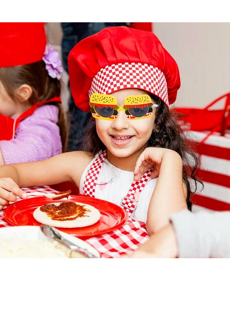 SYOSI 4 Pairs Party Sunglasses Pizza Party Supplies Glasses Funny Beach Sunglasses Popcorn Hamburger Pizza Hot dog Modeling Funny Eyewear for Birthday and Beach Parties  - Image 4