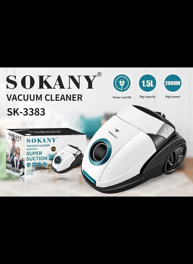 سوكاني سوكاني مكنسة كهربائية-ابيض،1.5 لتر،2000 واط،موديل:SK-3383  - Image 4