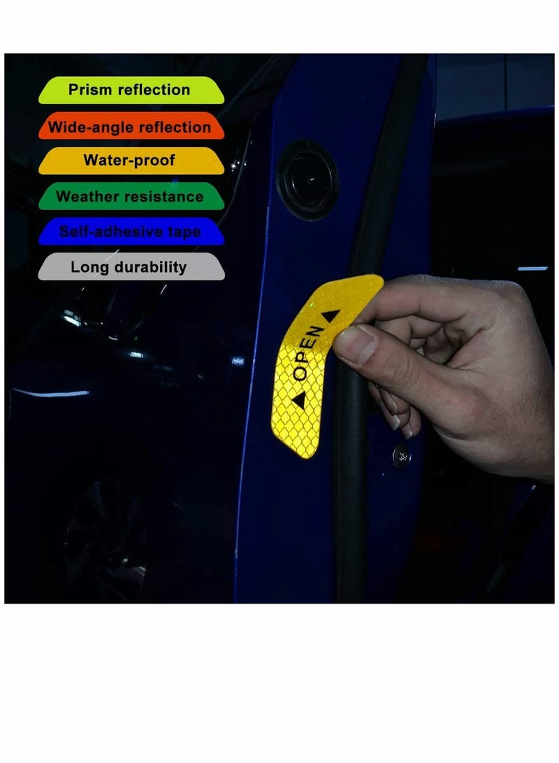 KASTWAVE Car Decals, Car Door Open Prompt Anti-Collision Reflective Stickers, Tape Conspicuity Safety Caution Warning Sticker, for Car Truck Trailer, Universal-Yellow - Image 3