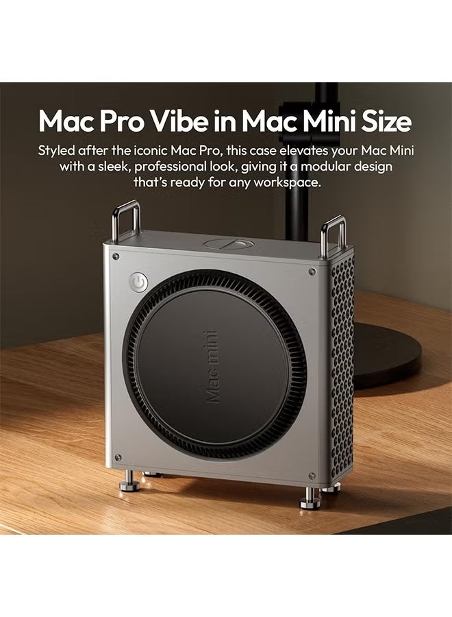 ULANZI QT01 Mac mini Case, Aluminum Case Compatible with 2024 Mac mini M4/M4 Pro, Heat Dissipation Aluminum Mac mini M4 Mount Rack, Mac mini M4 Holder Anti-Scratch Shockproof Portable Small Stand - Image 2