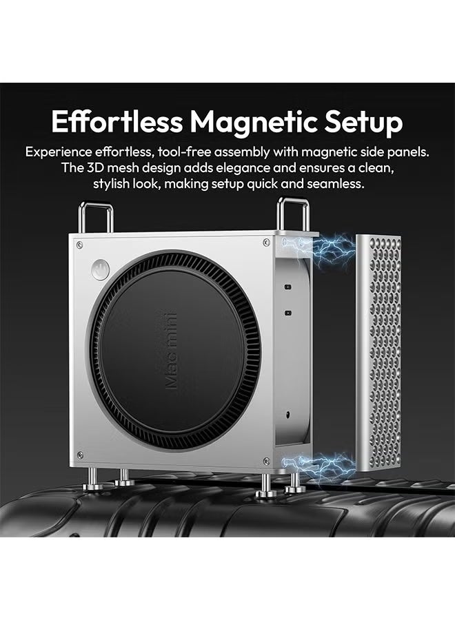 ULANZI QT01 Mac mini Case, Aluminum Case Compatible with 2024 Mac mini M4/M4 Pro, Heat Dissipation Aluminum Mac mini M4 Mount Rack, Mac mini M4 Holder Anti-Scratch Shockproof Portable Small Stand - Image 3