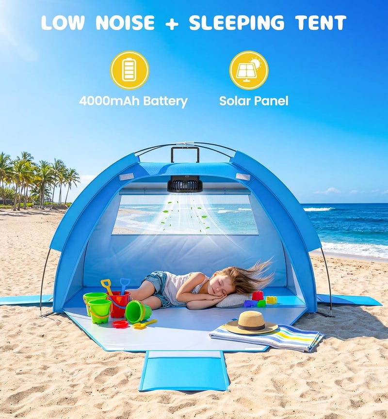 Dsquu Baby Beach Tent with Solar Cooling Fan - Anti-UV Toddler Sun Shelter - Image 4