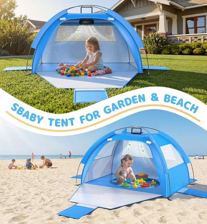 Dsquu Baby Beach Tent with Solar Cooling Fan - Anti-UV Toddler Sun Shelter - Image 5